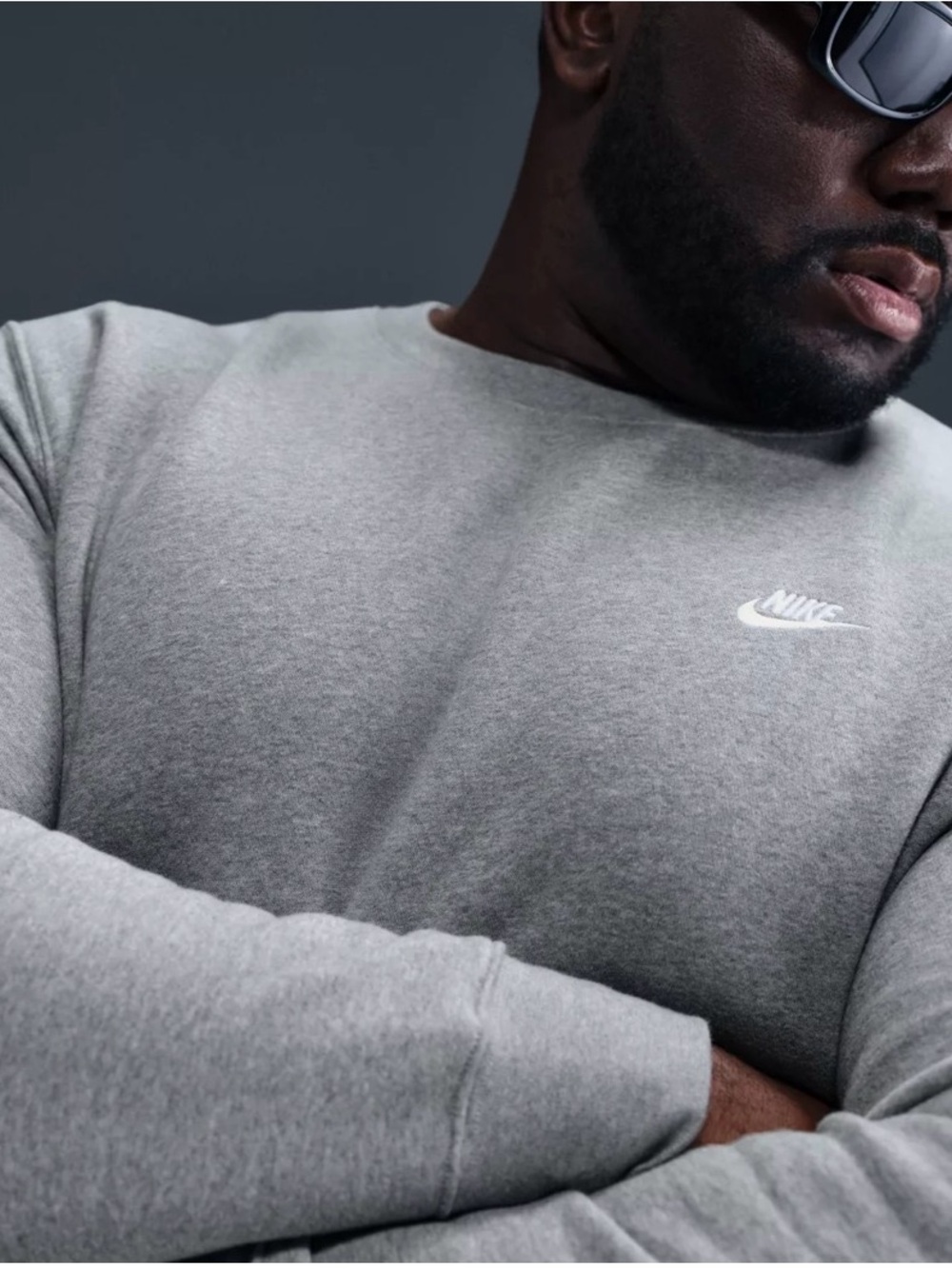 Nike Sportswear Club Fleece Crewneck Sweatshirt Gray Heather Mens NWT BV2662-063 - Picture 10 of 11